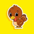 Brown turkey. Cute character. Colorful vector illustration. Cartoon style. Isolated on white background. Design element. Template