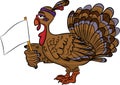 Brown turkey with indian hoop on head and white flag in wing isolated