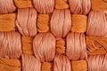 Brown twisted skeins of floss as background texture