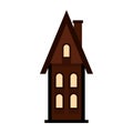 Brown two storey house with chimney icon Royalty Free Stock Photo