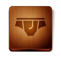 Brown Underwear icon isolated on white background. Wooden square button. Vector Illustration Royalty Free Stock Photo