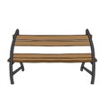 Brown Vector outline illustration of a wooden bench isolated on a white background Royalty Free Stock Photo