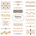 Brown vector tribal set of design elements. Brush set Royalty Free Stock Photo