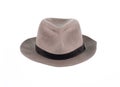 brown vintage classic fedora hat isolated on white Royalty Free Stock Photo