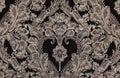 Brown vintage fabric with damask pattern as background