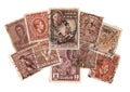 Brown vintage postage stamps from Germany.