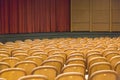 Brown vintage seats armchairs in theater. Theater or conference room interior. Royalty Free Stock Photo