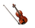 Brown violin isolated under the white background Royalty Free Stock Photo