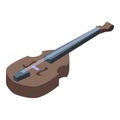 Brown violin lying down with strings showing isometric icon Royalty Free Stock Photo