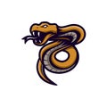 Brown Viper snake mascot logo vector illustration, angry ready to attack Royalty Free Stock Photo