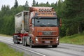 Brown Volvo FH Semi Tank Truck for Chemical Transport