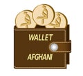 Brown wallet with afghani coins