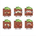 Brown wallet cartoon character with sad expression