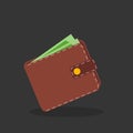Brown wallet with green paper money