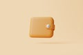 Brown wallet icon on pastel beige background