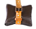 Brown wallet with leather belt Royalty Free Stock Photo