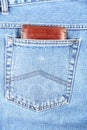 Brown wallet in pocket Royalty Free Stock Photo