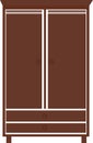 Brown wardrobe vector icon isolated on white background.Wooden furniture.