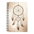 Brown Watercolor Dreamcatcher Spiral Notebook Design Royalty Free Stock Photo