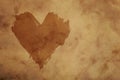 Brown watercolor painted heart shape on paper Royalty Free Stock Photo