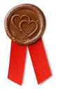 Brown wax seal with hearts Royalty Free Stock Photo