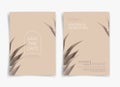 Brown wedding card or invitation card with leaf theme front side and back side. Nature wedding card.