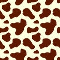 Brown and white cow skin animal print seamless pattern, vector