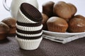 Brown and white cupcake cases