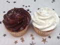 Brown and white cupcakes