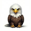 A brown and white eagle with a sharp gaze and ruffled feathers sits and looks at the viewer. Royalty Free Stock Photo