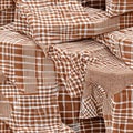 Brown and White Plaid Fabric Texture Background Design Royalty Free Stock Photo