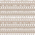 Brown white vector monochrome winter abstract geometric seamless pattern. Illustration contains lines, dots, triangles. Horizontal Royalty Free Stock Photo