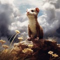 Ai Generated illustration Wildlife Concept of Brown and White Weasel Royalty Free Stock Photo