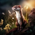 Ai Generated illustration Wildlife Concept of Brown and White Weasel Royalty Free Stock Photo
