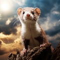 Ai Generated illustration Wildlife Concept of Brown and White Weasel Royalty Free Stock Photo