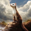 Ai Generated illustration Wildlife Concept of Brown and White Weasel Royalty Free Stock Photo