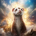 Ai Generated illustration Wildlife Concept of Brown and White Weasel Royalty Free Stock Photo