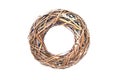 Brown wicker wooden decorative wreath crown isolated on white