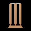 Brown Wicket Stump 3D Render Icon Against Black