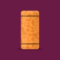 Brown wine cork isolated on background. Wooden cork plug icon in flat style.