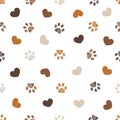 Brown winter paw seamless fabric design pattern