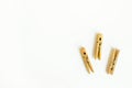 Brown wood clothespin, paper clip Royalty Free Stock Photo