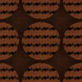Brown wood effect decorative inlay texture. Seamless engraved oriental hardwood style pattern. Ornamental grain all over