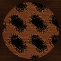 Brown wood effect decorative inlay texture. Seamless engraved oriental hardwood style pattern. Ornamental grain all over