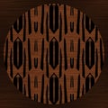 Brown wood effect decorative inlay texture. Seamless engraved oriental hardwood style pattern. Ornamental grain all over