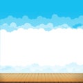 Brown wood floor with blue sky rainbow background Royalty Free Stock Photo