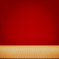 Brown wood floor with red background empty room with space Royalty Free Stock Photo