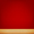 Brown wood floor with red chinese style background empty room wi Royalty Free Stock Photo
