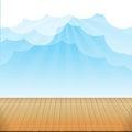Brown wood floor texture and blue sky sunburst background empty Royalty Free Stock Photo