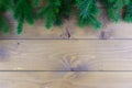 Brown wooden background with festive Christmas decoration, copy space Royalty Free Stock Photo